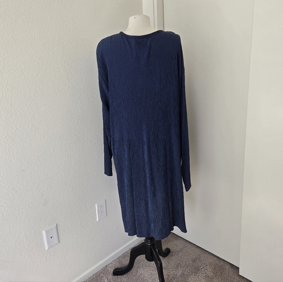 Flax By Jeanne Engelhart Lagenlook Long Sleeve Button Dress Navy size Large - Picture 4 of 15